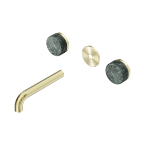 Nero Serenity Wall Basin Set 160mm Spout With Verde Alpi Handle Trim Kit Only Brushed Gold - 24D075BG