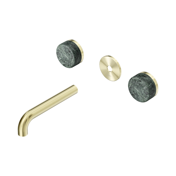 Nero Serenity Wall Basin Set 160mm Spout With Verde Alpi Handle Trim Kit Only Brushed Gold - 24D075BG