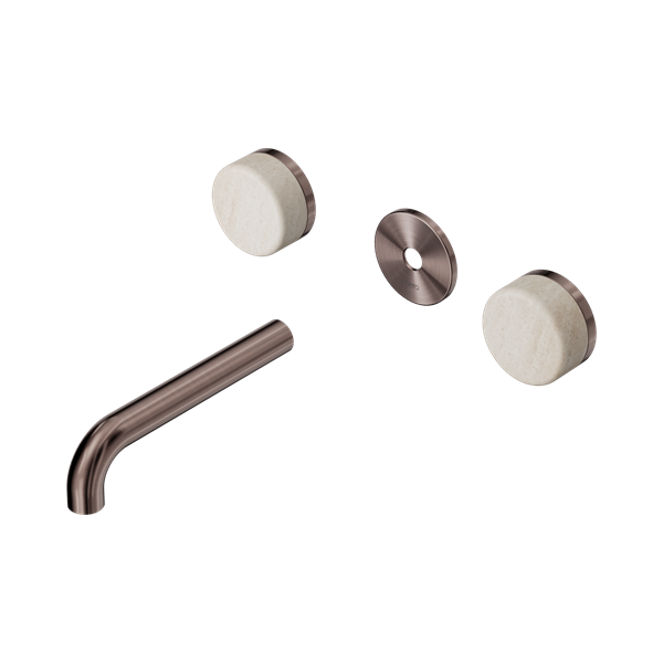 Nero Serenity Wall Basin Set 160mm Spout With Rome Travertine Handle Trim Kit Only Brushed Bronze - 24D076BZ