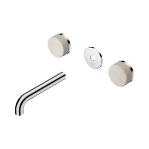 Nero Serenity Wall Basin Set 160mm Spout With Rome Travertine Handle Trim Kit Only Chrome - 24D076CH