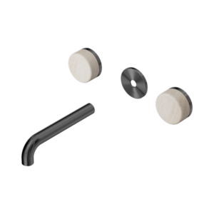 Nero Serenity Wall Basin Set 160mm Spout With Rome Travertine Handle Trim Kit Only Gun Metal - 24D076GM