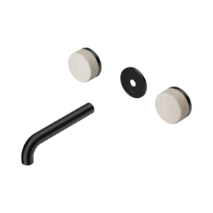 Nero Serenity Wall Basin Set 160mm Spout With Rome Travertine Handle Trim Kit Only Matte Black - 24D076MB