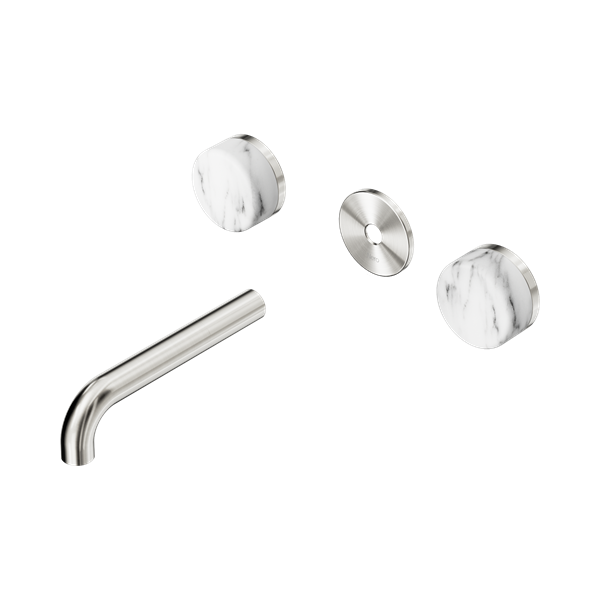 Nero Serenity Wall Basin Set 160mm Spout With Arabescato Corchia Handle Trim Kit Only Brushed Nickel - 24D077BN