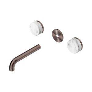 Nero Serenity Wall Basin Set 160mm Spout With Arabescato Corchia Handle Trim Kit Only Brushed Bronze - 24D077BZ