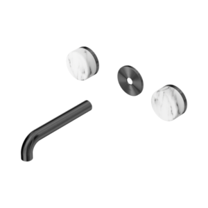 Nero Serenity Wall Basin Set 160mm Spout With Arabescato Corchia Handle Trim Kit Only Gun Metal - 24D077GM