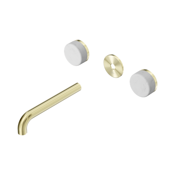 Nero Serenity Wall Basin Set 185mm Spout With Carrara Handle Trim Kit Only Brushed Gold - 24D080BG