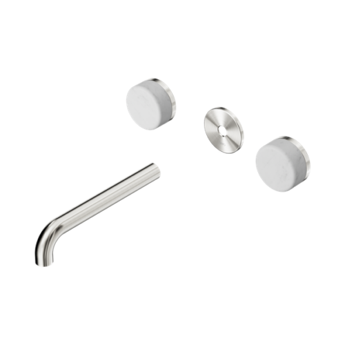 Nero Serenity Wall Basin Set 185mm Spout With Carrara Handle Trim Kit Only Brushed Nickel - 24D080BN