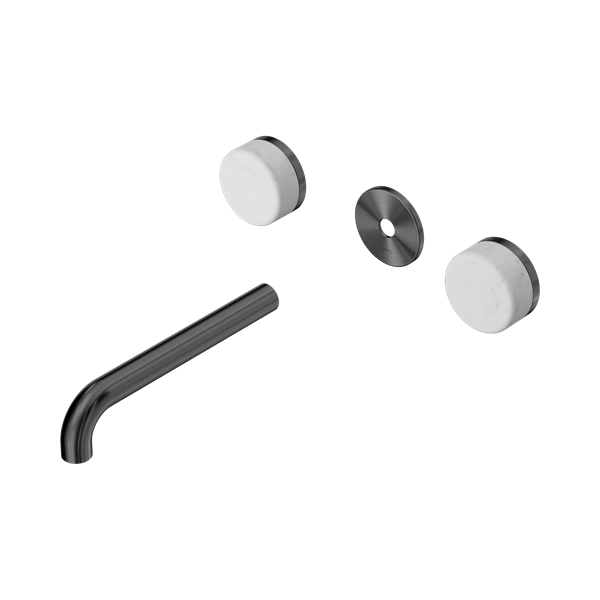 Nero Serenity Wall Basin Set 185mm Spout With Carrara Handle Trim Kit Only Gun Metal - 24D080GM