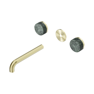 Nero Serenity Wall Basin Set 185mm Spout With Verde Alpi Handle Trim Kit Only Brushed Gold - 24D081BG