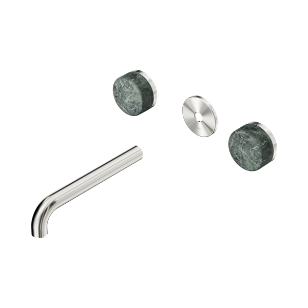 Nero Serenity Wall Basin Set 185mm Spout With Verde Alpi Handle Trim Kit Only Brushed Nickel - 24D081BN