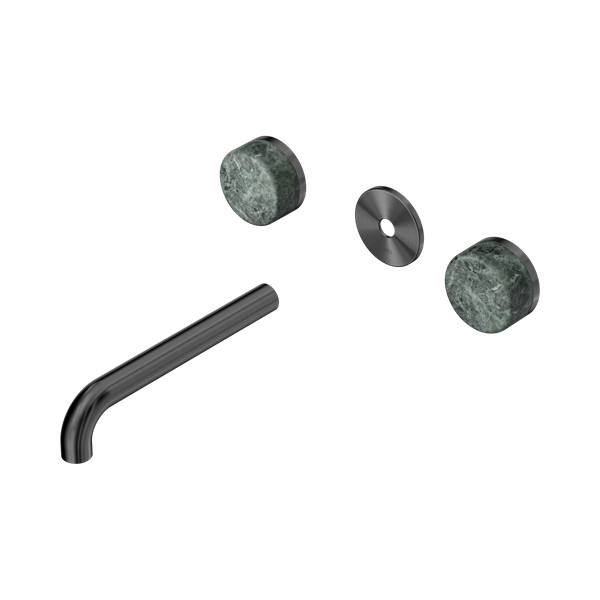 Nero Serenity Wall Basin Set 185mm Spout With Verde Alpi Handle Trim Kit Only Gun Metal - 24D081GM