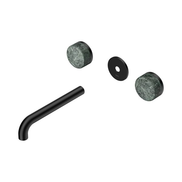 Nero Serenity Wall Basin Set 185mm Spout With Verde Alpi Handle Trim Kit Only Matte Black - 24D081MB