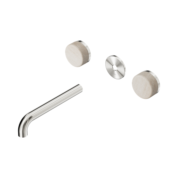 Nero Serenity Wall Basin Set 185mm Spout With Rome Travertine Handle Trim Kit Only Brushed Nickel - 24D082BN