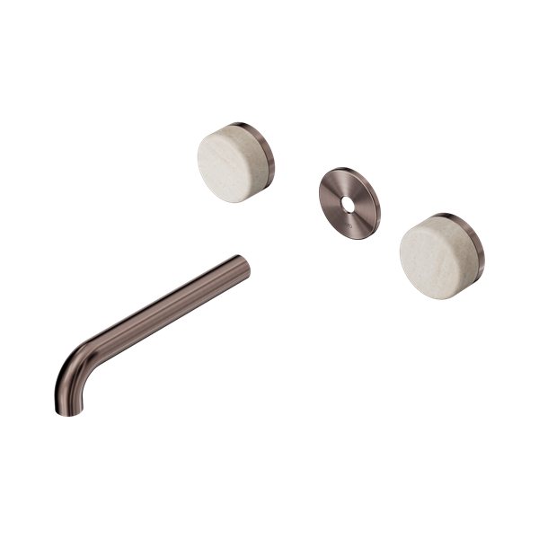 Nero Serenity Wall Basin Set 185mm Spout With Rome Travertine Handle Trim Kit Only Brushed Bronze - 24D082BZ