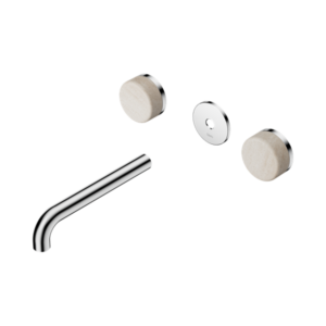 Nero Serenity Wall Basin Set 185mm Spout With Rome Travertine Handle Trim Kit Only Chrome - 24D082CH