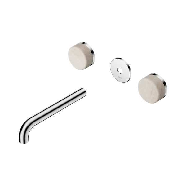Nero Serenity Wall Basin Set 185mm Spout With Rome Travertine Handle Trim Kit Only Chrome - 24D082CH