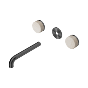 Nero Serenity Wall Basin Set 185mm Spout With Rome Travertine Handle Trim Kit Only Gun Metal - 24D082GM