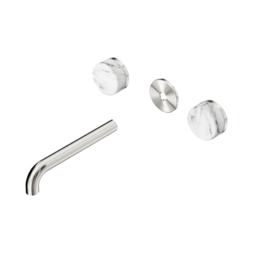 Nero Serenity Wall Basin Set 185mm Spout With Arabescato Corchia Handle Trim Kit Only Brushed Nickel - 24D083BN