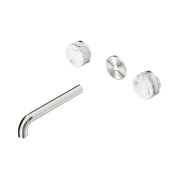 Nero Serenity Wall Basin Set 185mm Spout With Arabescato Corchia Handle Trim Kit Only Brushed Nickel - 24D083BN