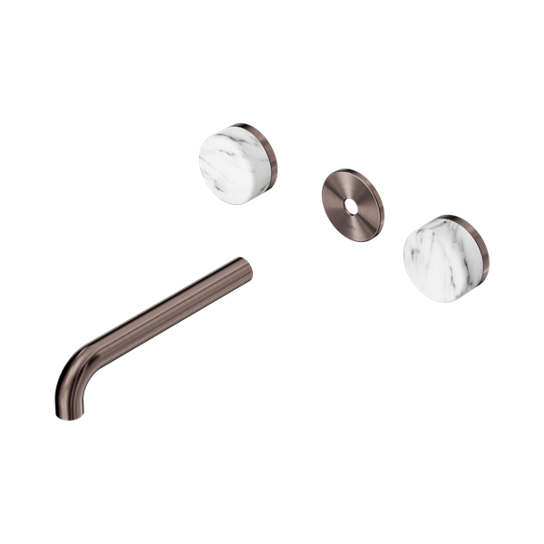 Nero Serenity Wall Basin Set 185mm Spout With Arabescato Corchia Handle Trim Kit Only Brushed Bronze - 24D083BZ