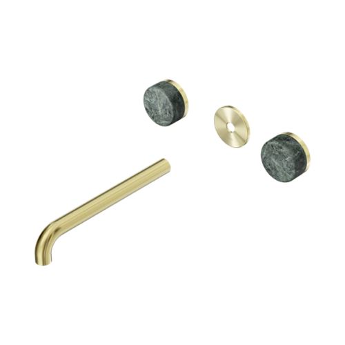 Nero Serenity Wall Basin Set 220mm Spout With Verde Alpi Handle Trim Kit Only Brushed Gold - 24D087BG