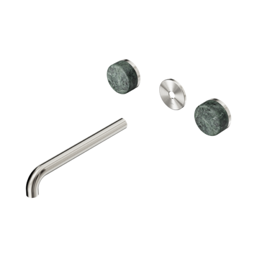 Nero Serenity Wall Basin Set 220mm Spout With Verde Alpi Handle Trim Kit Only Brushed Nickel - 24D087BN