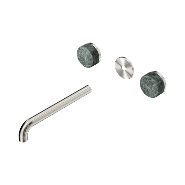 Nero Serenity Wall Basin Set 220mm Spout With Verde Alpi Handle Trim Kit Only Brushed Nickel - 24D087BN