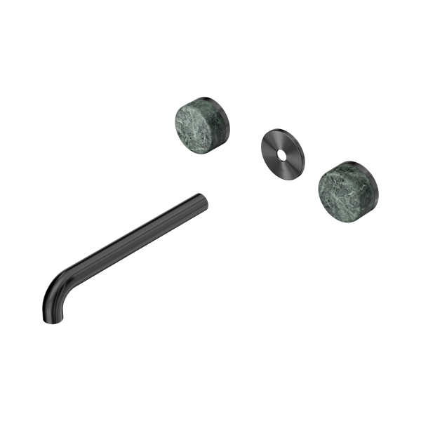 Nero Serenity Wall Basin Set 220mm Spout With Verde Alpi Handle Trim Kit Only Gun Metal - 24D087GM