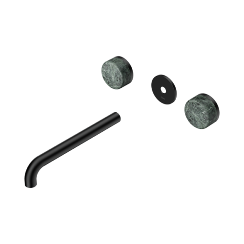 Nero Serenity Wall Basin Set 220mm Spout With Verde Alpi Handle Trim Kit Only Matte Black - 24D087MB