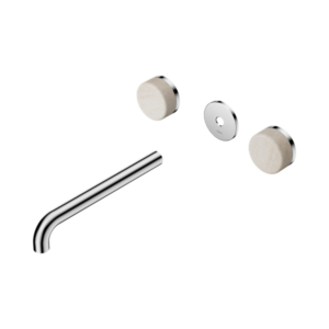 Nero Serenity Wall Basin Set 220mm Spout With Rome Travertine Handle Trim Kit Only Chrome - 24D088CH
