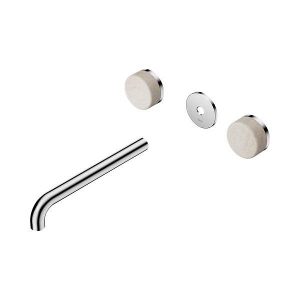 Nero Serenity Wall Basin Set 220mm Spout With Rome Travertine Handle Trim Kit Only Chrome - 24D088CH