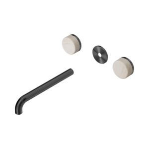 Nero Serenity Wall Basin Set 220mm Spout With Rome Travertine Handle Trim Kit Only Gun Metal - 24D088GM