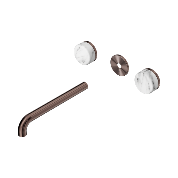 Nero Serenity Wall Basin Set 220mm Spout With Arabescato Corchia Handle Trim Kit Only Brushed Bronze - 24D089BZ