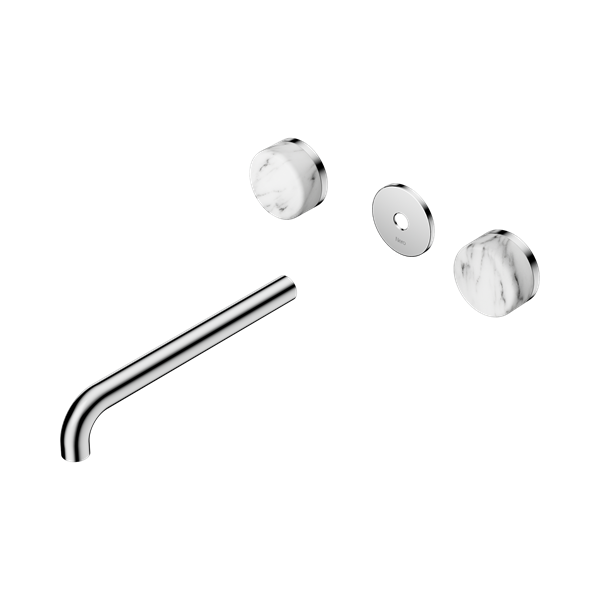 Nero Serenity Wall Basin Set 220mm Spout With Arabescato Corchia Handle Trim Kit Only Chrome - 24D089CH