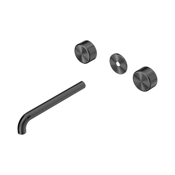 Nero Serenity Wall Basin Set 220mm Spout With Metal Handle Trim Kit Only Gun Metal - 24D091GM