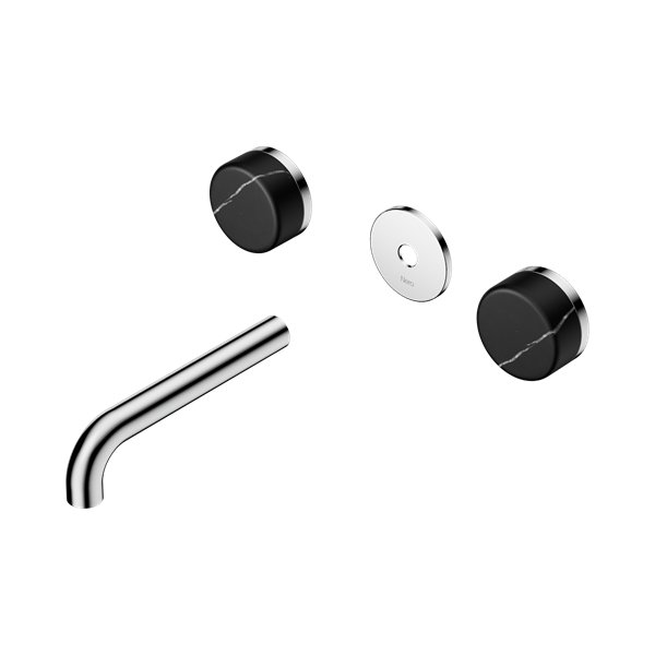 Nero Serenity Wall Basin Set 160mm Spout With Marquina Black Handle Trim Kit Only Chrome - 24D110CH