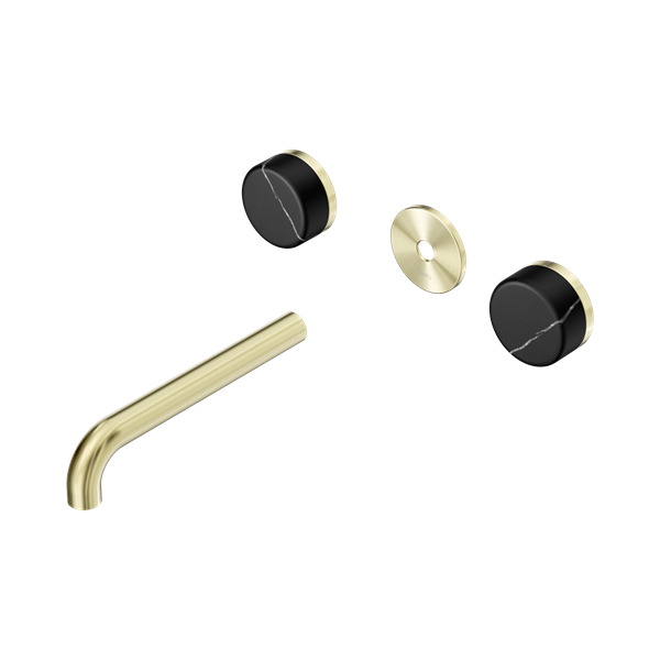 Nero Serenity Wall Basin Set 185mm Spout With Marquina Black Handle Trim Kit Only Brushed Gold - 24D111BG