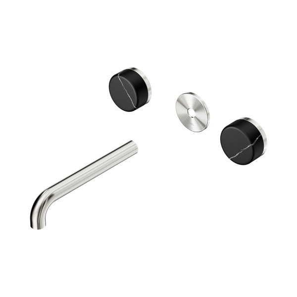 Nero Serenity Wall Basin Set 185mm Spout With Marquina Black Handle Trim Kit Only Brushed Nickel - 24D111BN
