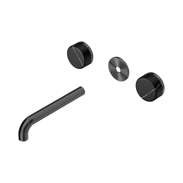 Nero Serenity Wall Basin Set 185mm Spout With Marquina Black Handle Trim Kit Only Gun Metal - 24D111GM