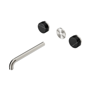 Nero Serenity Wall Basin Set 220mm Spout With Marquina Black Handle Trim Kit Only Brushed Nickel - 24D112BN