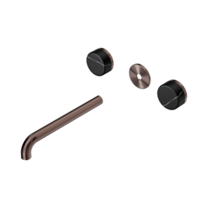 Nero Serenity Wall Basin Set 220mm Spout With Marquina Black Handle Trim Kit Only Brushed Bronze - 24D112BZ