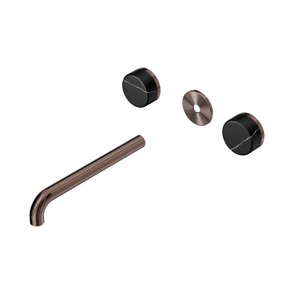 Nero Serenity Wall Basin Set 220mm Spout With Marquina Black Handle Trim Kit Only Brushed Bronze - 24D112BZ