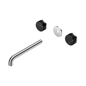 Nero Serenity Wall Basin Set 220mm Spout With Marquina Black Handle Trim Kit Only Chrome - 24D112CH