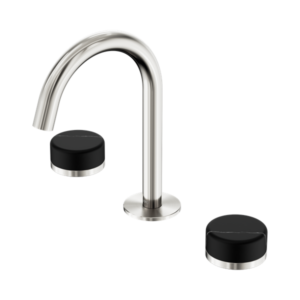 Nero Serenity Basin Set Arc Spout With Marquina Black Handle Brushed Nickel - 24D117BN