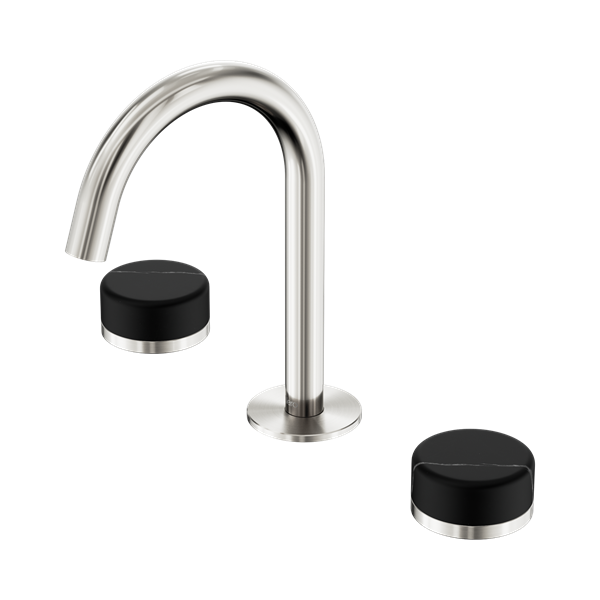 Nero Serenity Basin Set Arc Spout With Marquina Black Handle Brushed Nickel - 24D117BN