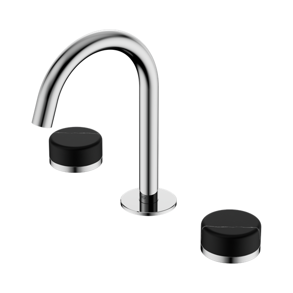 Nero Serenity Basin Set Arc Spout With Marquina Black Handle Chrome - 24D117CH