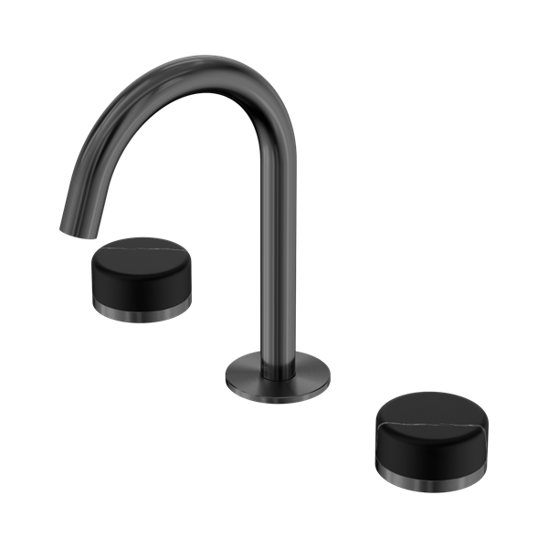 Nero Serenity Basin Set Arc Spout With Marquina Black Handle Gun Metal - 24D117GM
