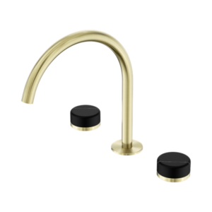 Nero Serenity Bath/Kitchen Set Arc Spout With Marquina Black Handle Brushed Gold - 24D118BG