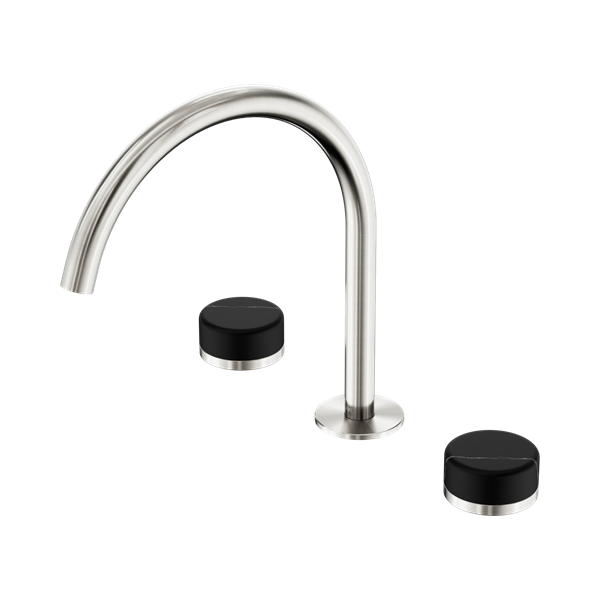 Nero Serenity Bath/Kitchen Set Arc Spout With Marquina Black Handle Brushed Nickel - 24D118BN