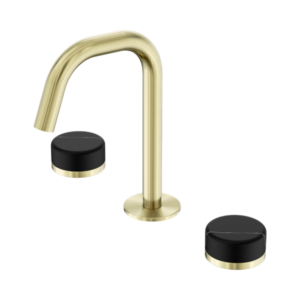 Nero Serenity Basin Set Edge Spout With Marquina Black Handle Brushed Gold - 24D119BG